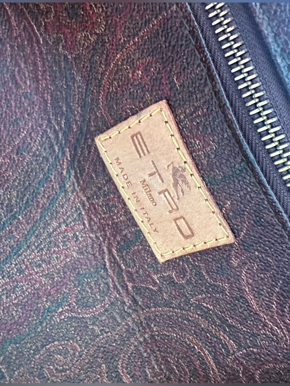 Etro Brown Paisley Travel Duffel with Tan Leather Trim 20" - Etro Weekender Bag! - Picture 15 of 15